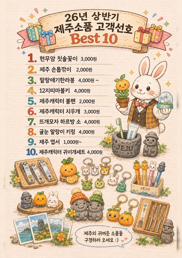 2026년 상반기 제주소품 고객선호 베스트 10 상품과 가격표